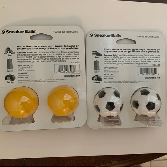 DEODORIZING Implus Footcare LLC Soccer & Smile Sneaker Odor Balls NWT for 1 PKG - Picture 4 of 9